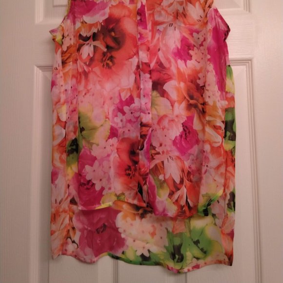 Sheer Multicoloured Sleeveless Tunic/Shirt - Picture 2 of 6